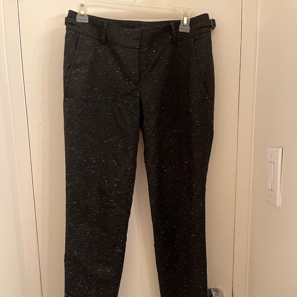 Black and white speckled wool pants